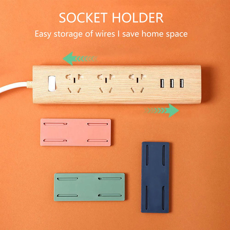 Wall Mounted Socket Holder Fixer Patch Self-Adhesive Power Socket Strip Fixator Punch-free Plug Socket Organizer for Home Office